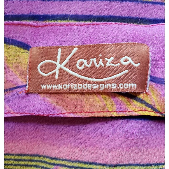 Kariza one size purple & multicolored striped wrap silk skirt - Picture 4 of 5